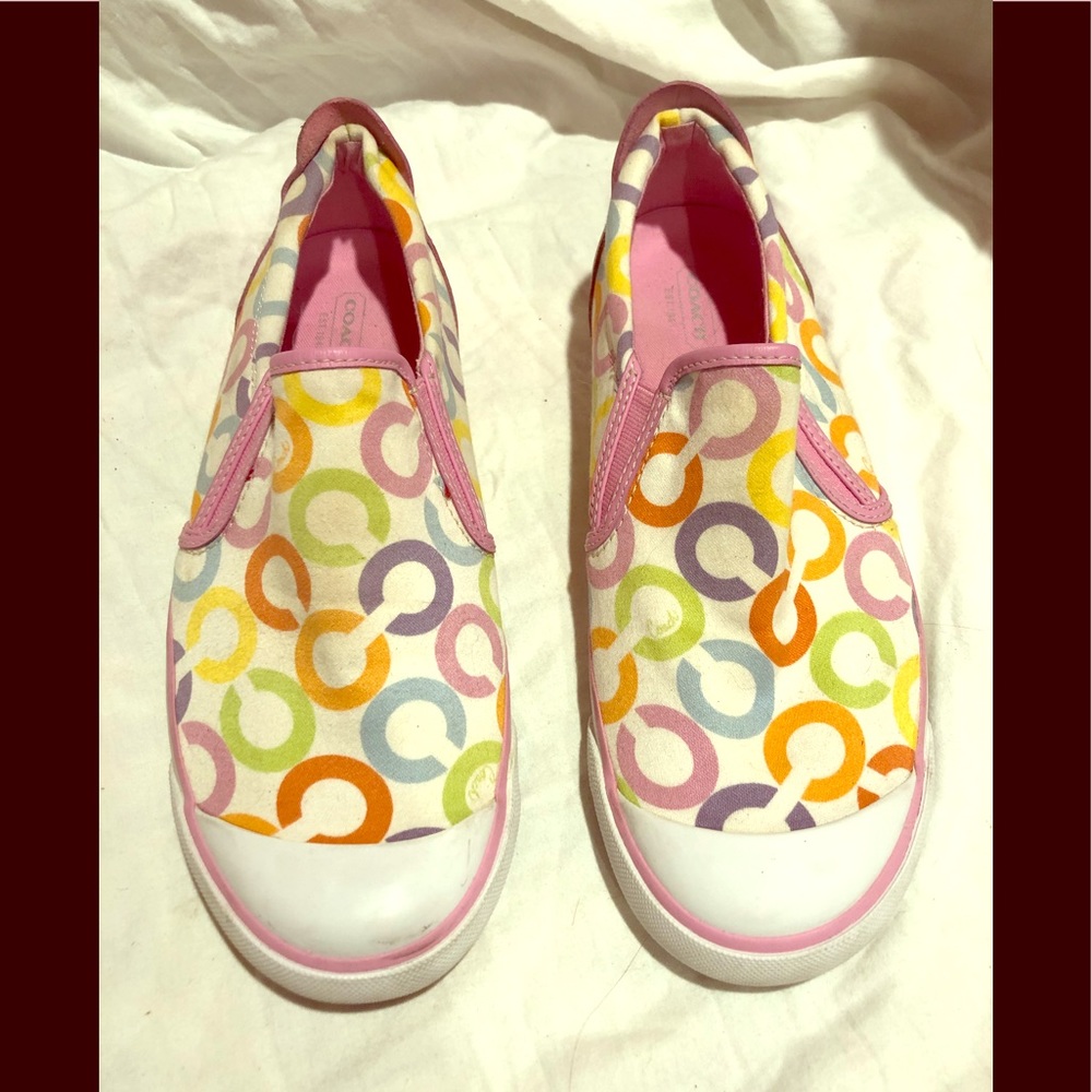Coach slip on canvas w leather sz 8.5B multicolor
